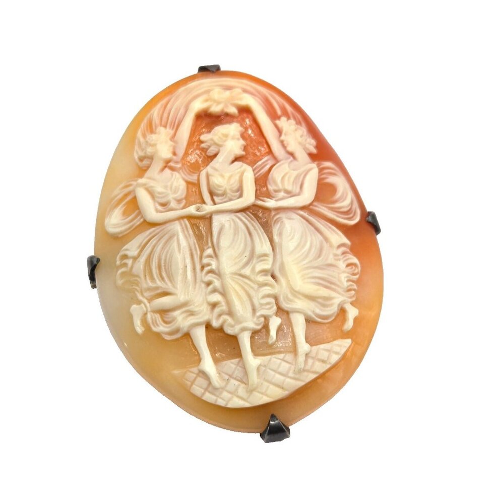 Victorian Queen Conch Shell Three Graces Combination pin and bail on Sterling